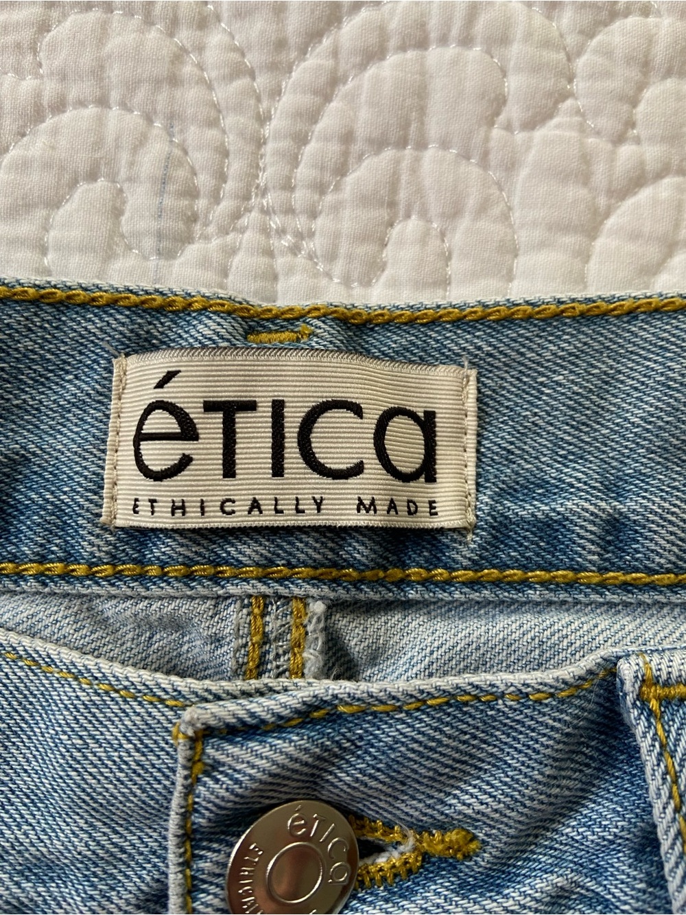 Etica Light Blue 100% Cotton High Waisted Button Fly Wide-Leg Jeans - Picture 4 of 13